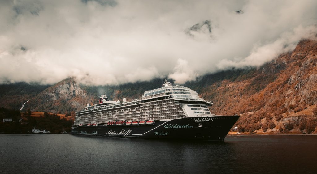 Cruise ship on the sea cloudy weather