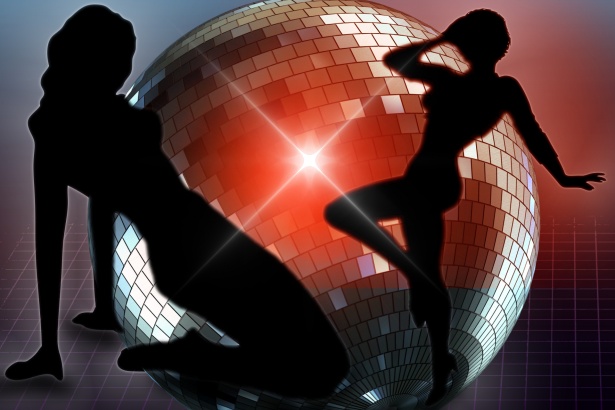 Disco Night Club two sexy girls dancing